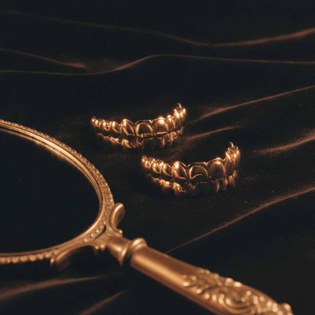 Custom gold grillz on velvet