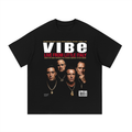 Black oversized streetwear tee with Vibe Magazine Live From Little Italy Godfather cast cover.
