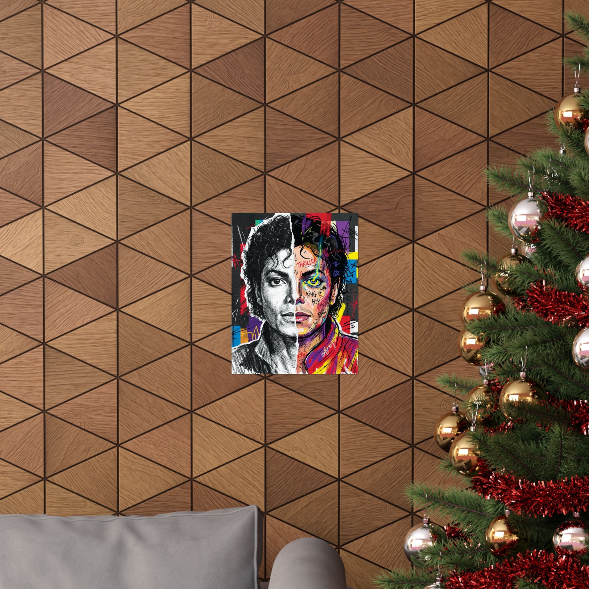 Michael Jackson Thriller Split Face Poster Street Art Print King Of Pop