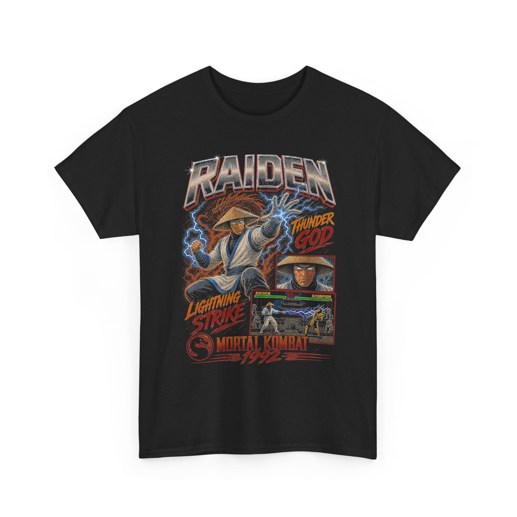Raiden Thunder God lightning strike Mortal Kombat tee | vintage arcade fighter shirt