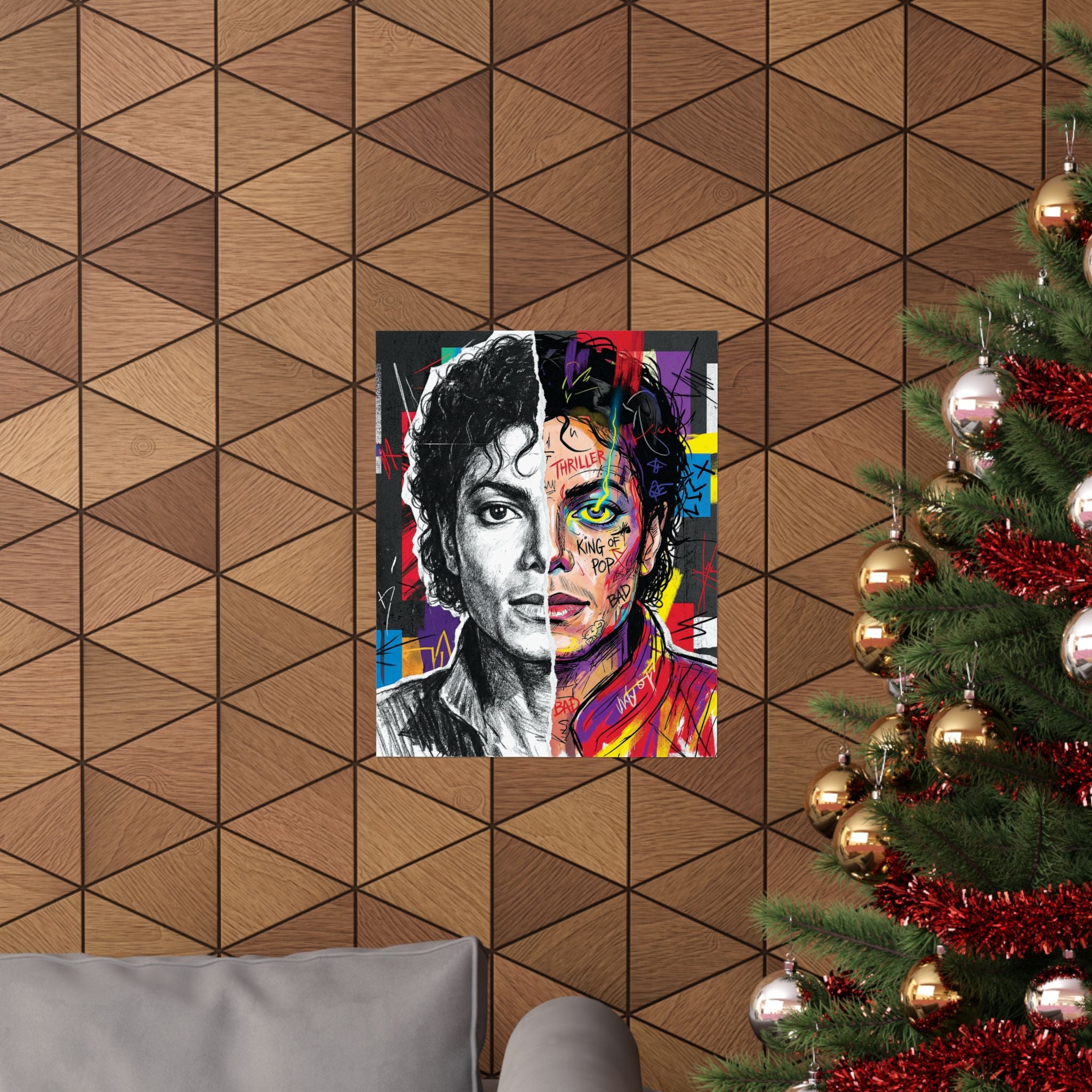 Michael Jackson Thriller Split Face Poster Street Art Print King Of Pop
