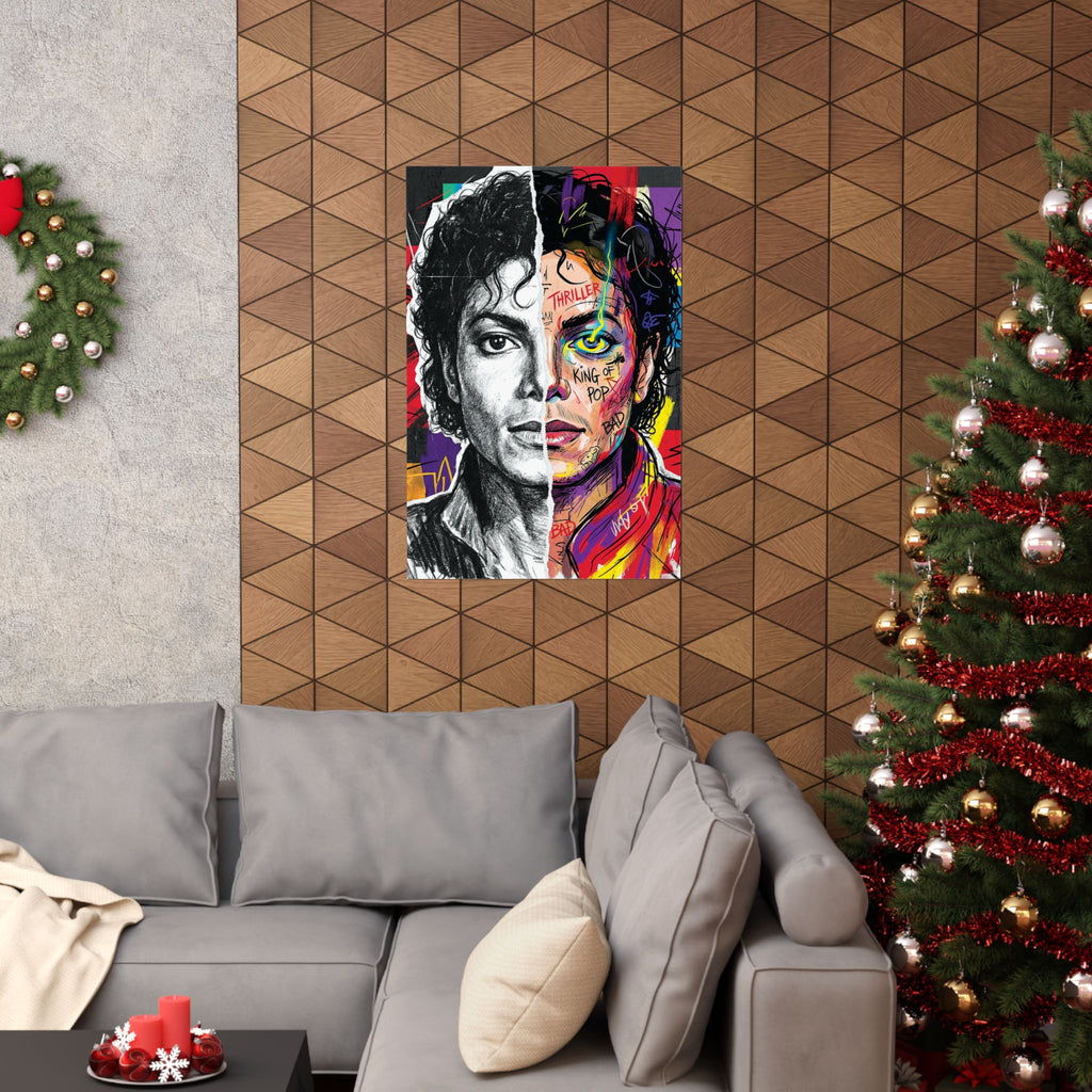 Michael Jackson Thriller Split Face Poster Street Art Print King Of Pop