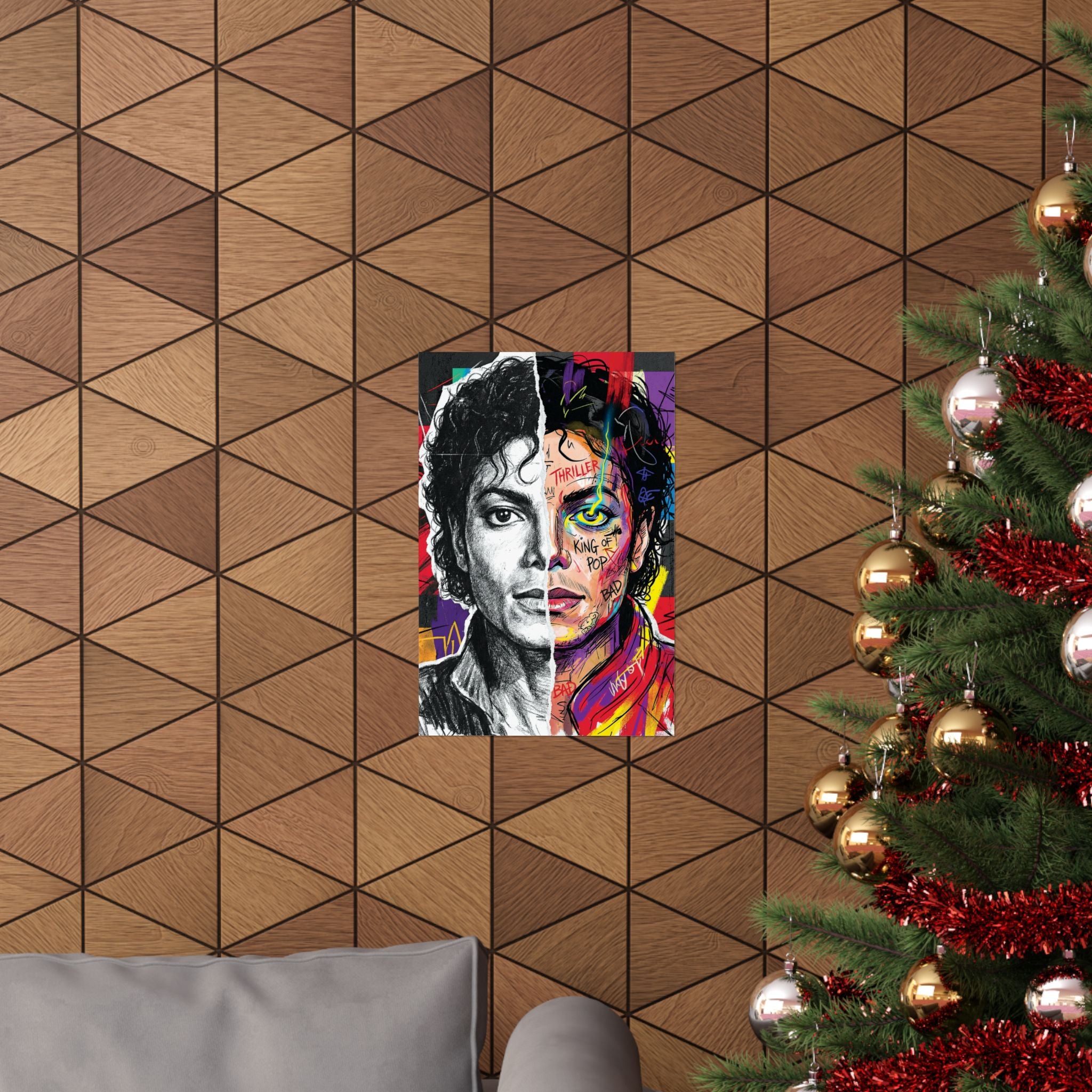 Michael Jackson Thriller Split Face Poster Street Art Print King Of Pop