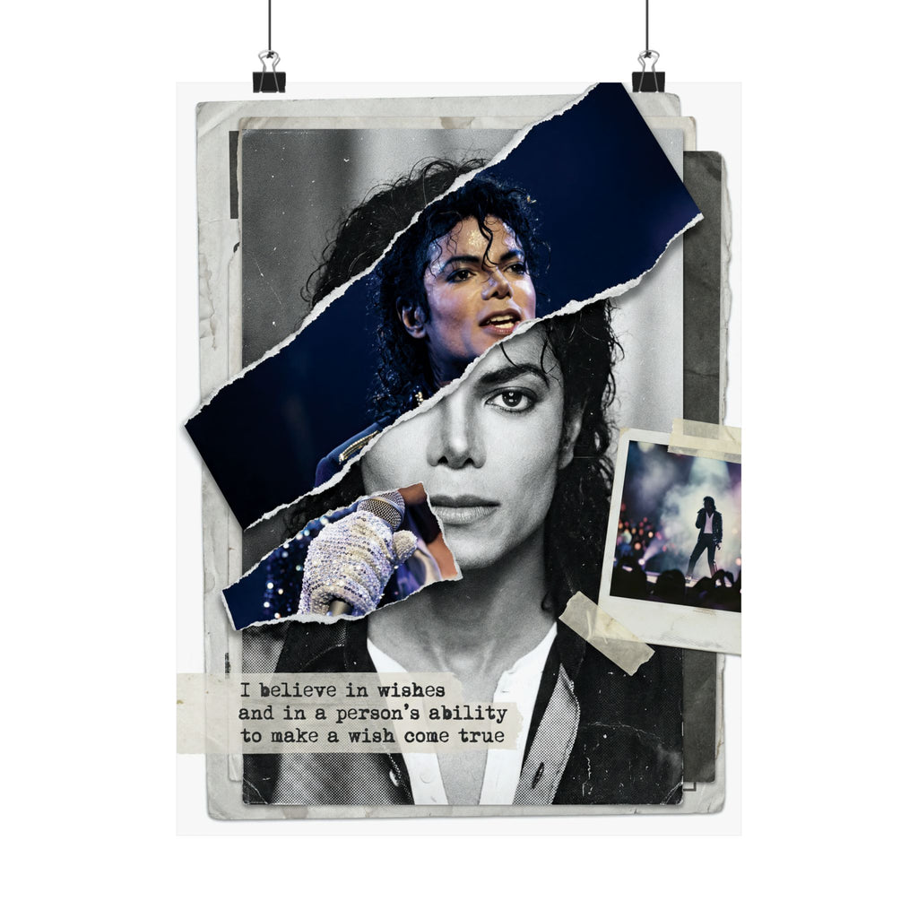 Michael Jackson Poster Mixed Media Art I Believe In Wishes Quote Print