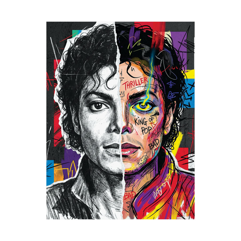 Michael Jackson Thriller Split Face Poster Street Art Print King Of Pop