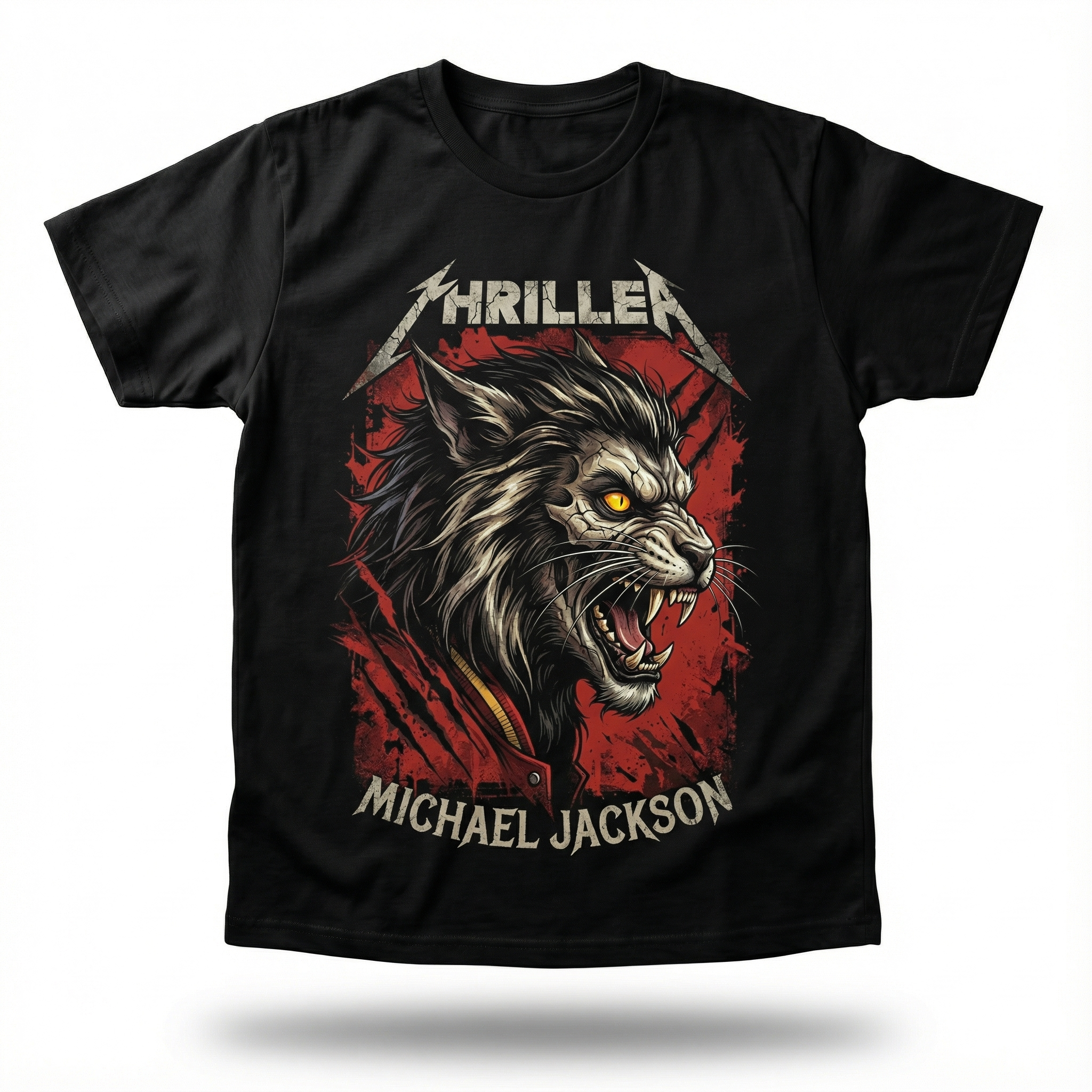 Thriller Werewolf Graphic Tee, 80s Horror Metal Style