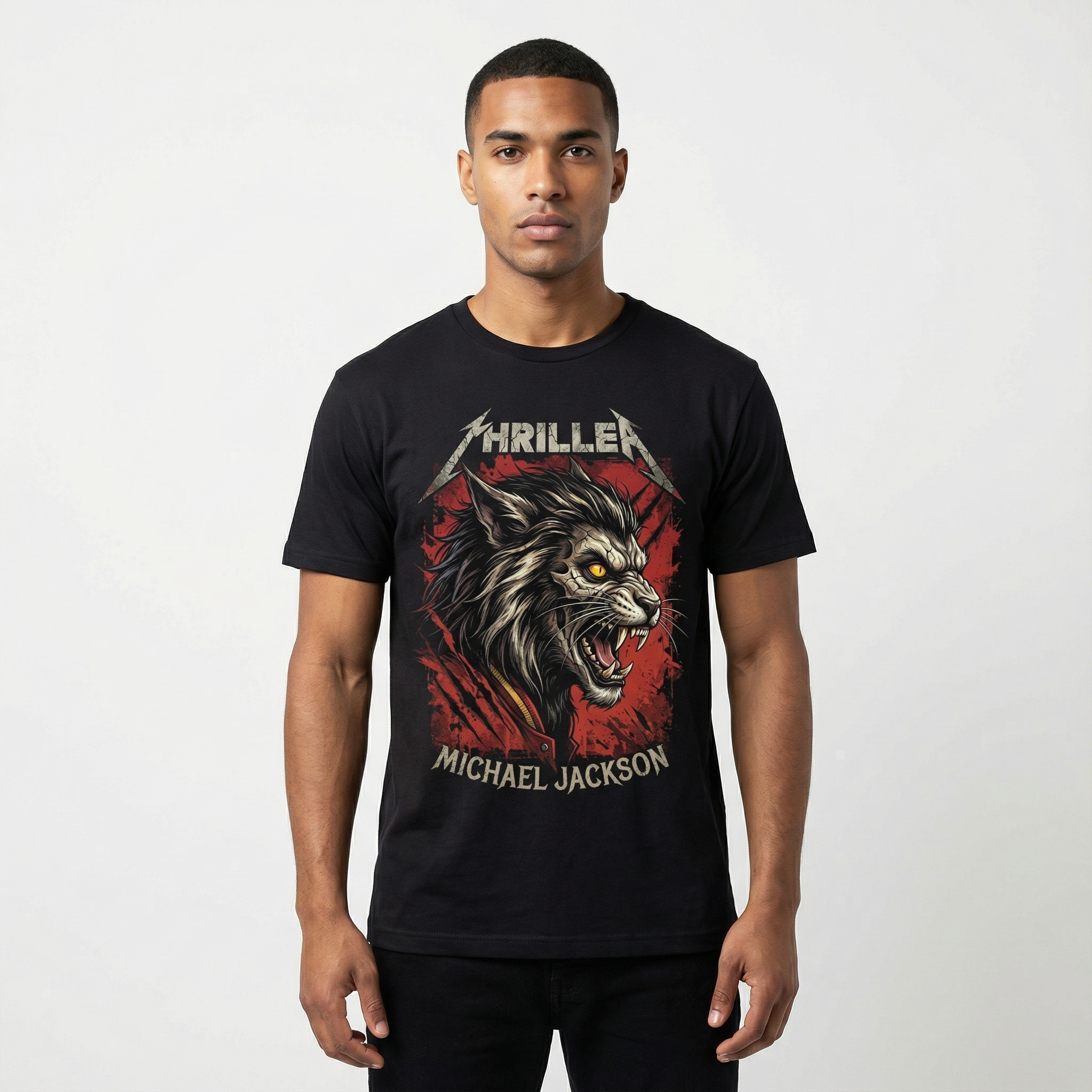 Thriller Werewolf Graphic Tee, 80s Horror Metal Style