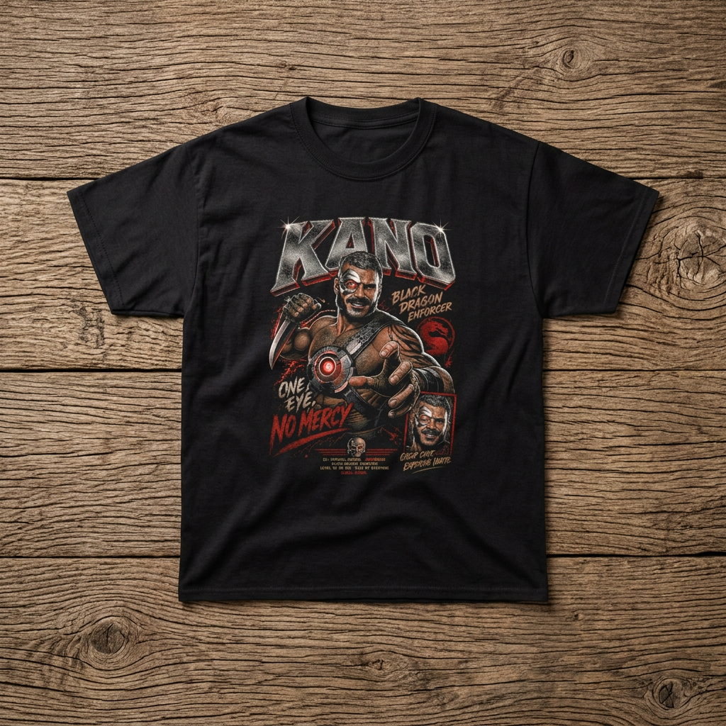 Kano Mortal Kombat Graphic Tee | Retro Video Game Villain Unisex Shirt