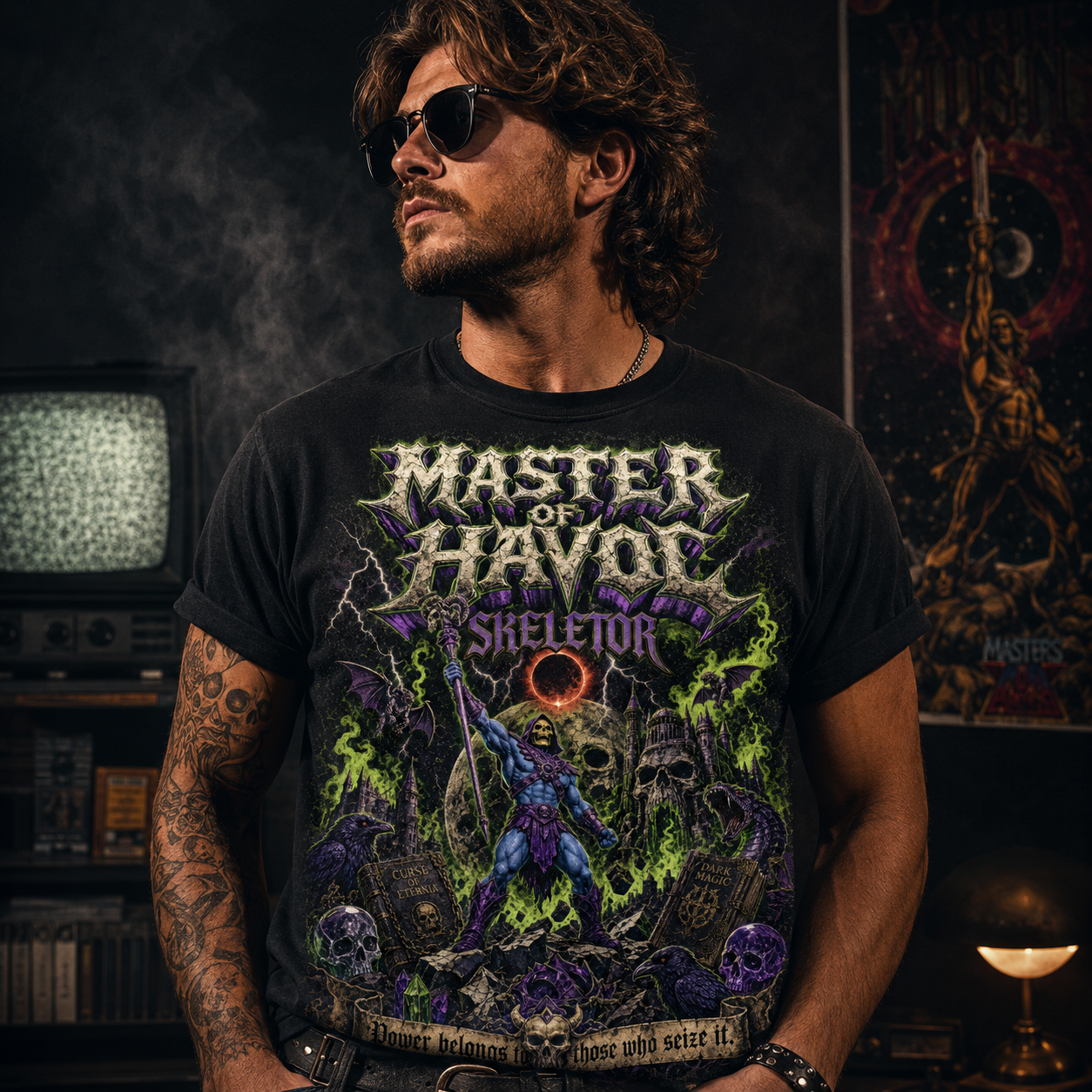 Skeletor Master of Havoc T-Shirt | Vintage Bootleg Dark Fantasy Tee