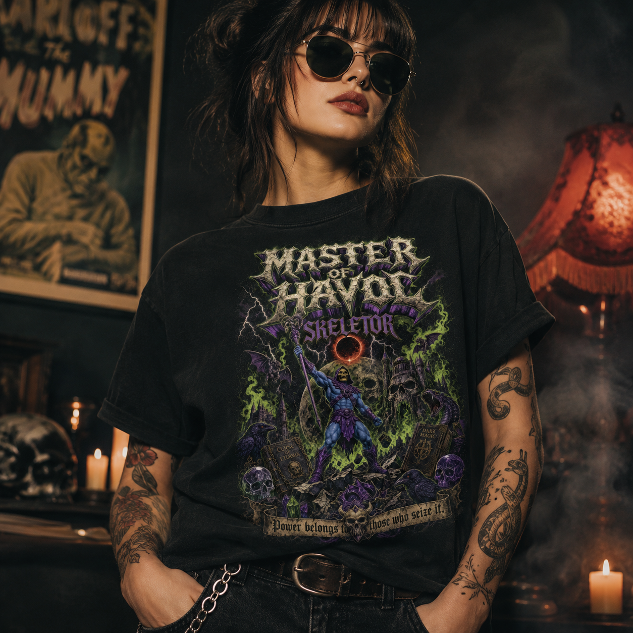 Skeletor Master of Havoc T-Shirt | Vintage Bootleg Dark Fantasy Tee