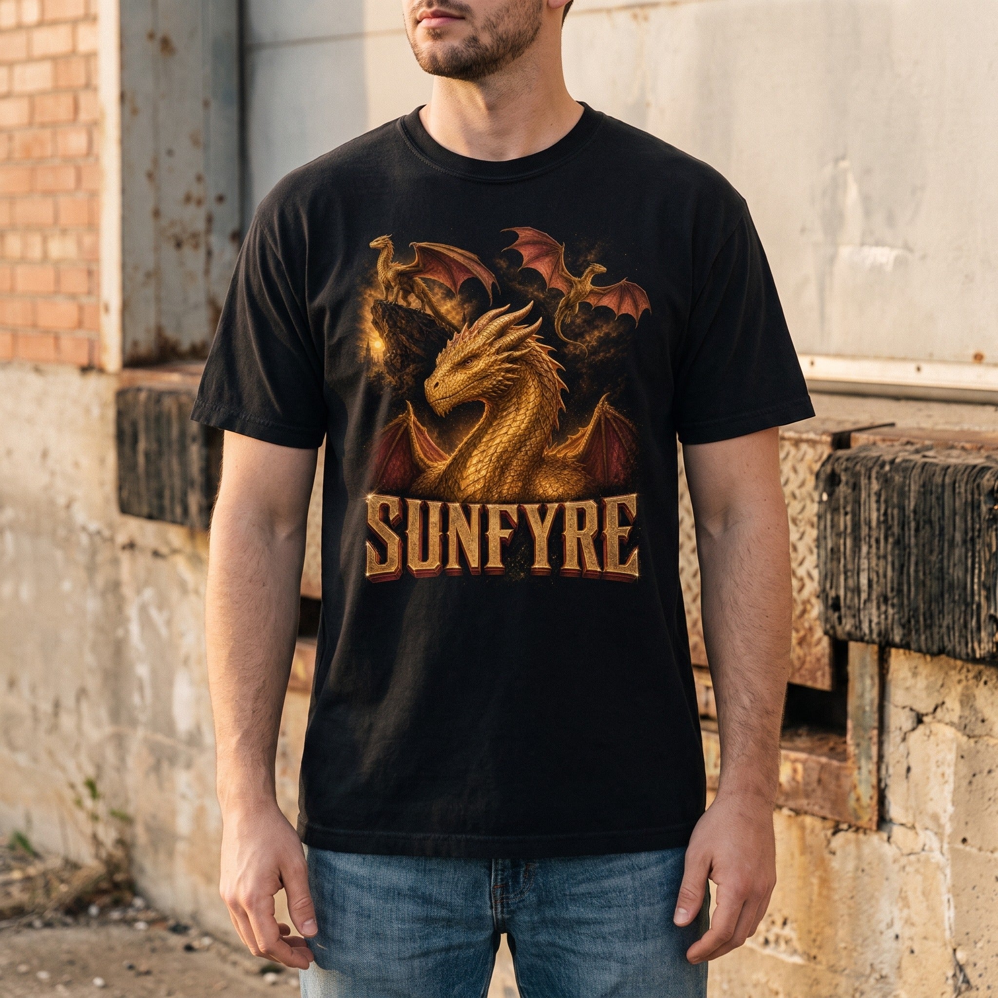 Sunfyre Golden Dragon T-Shirt | House of the Dragon Art Comfort Colors Tee