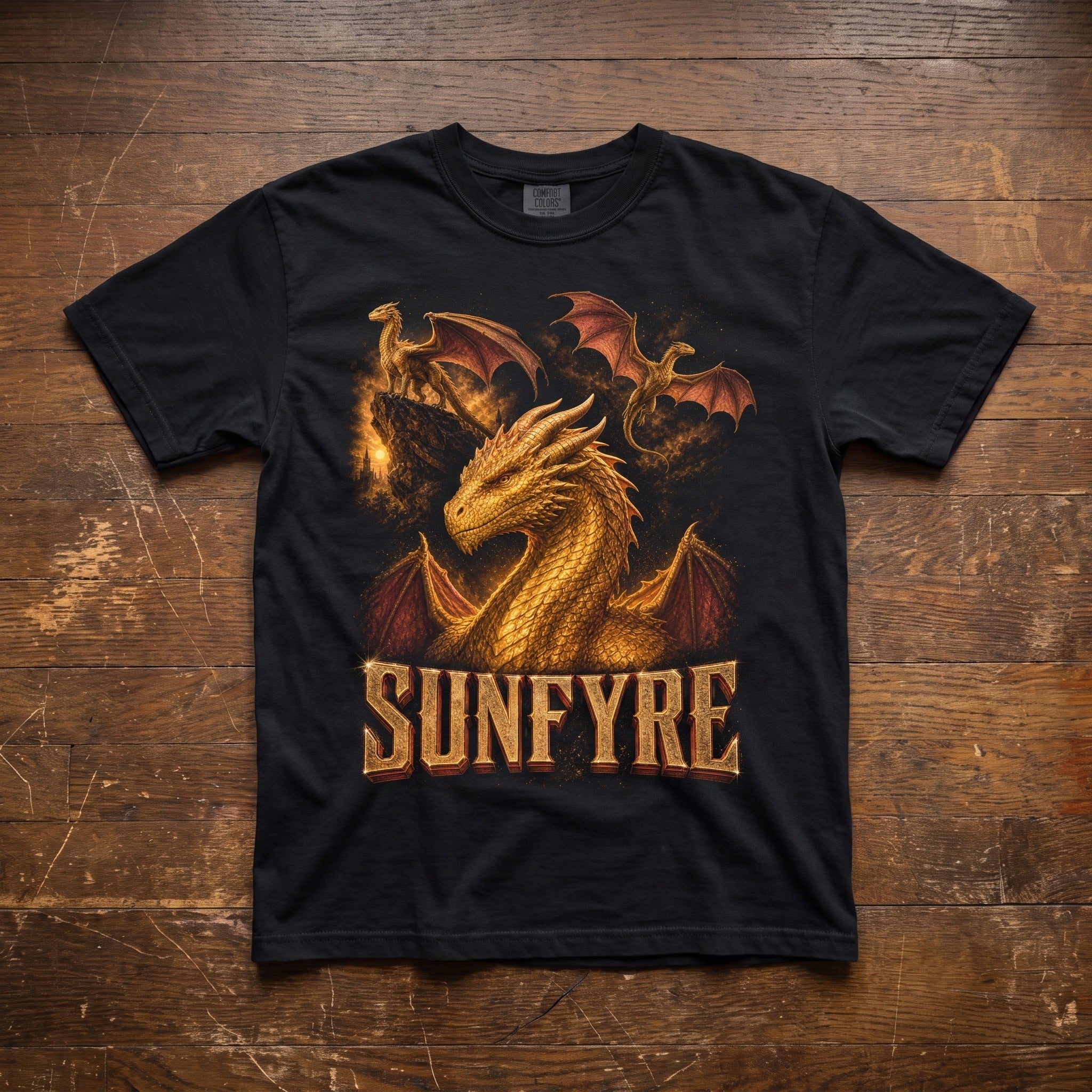Sunfyre Golden Dragon T-Shirt | House of the Dragon Art Comfort Colors Tee