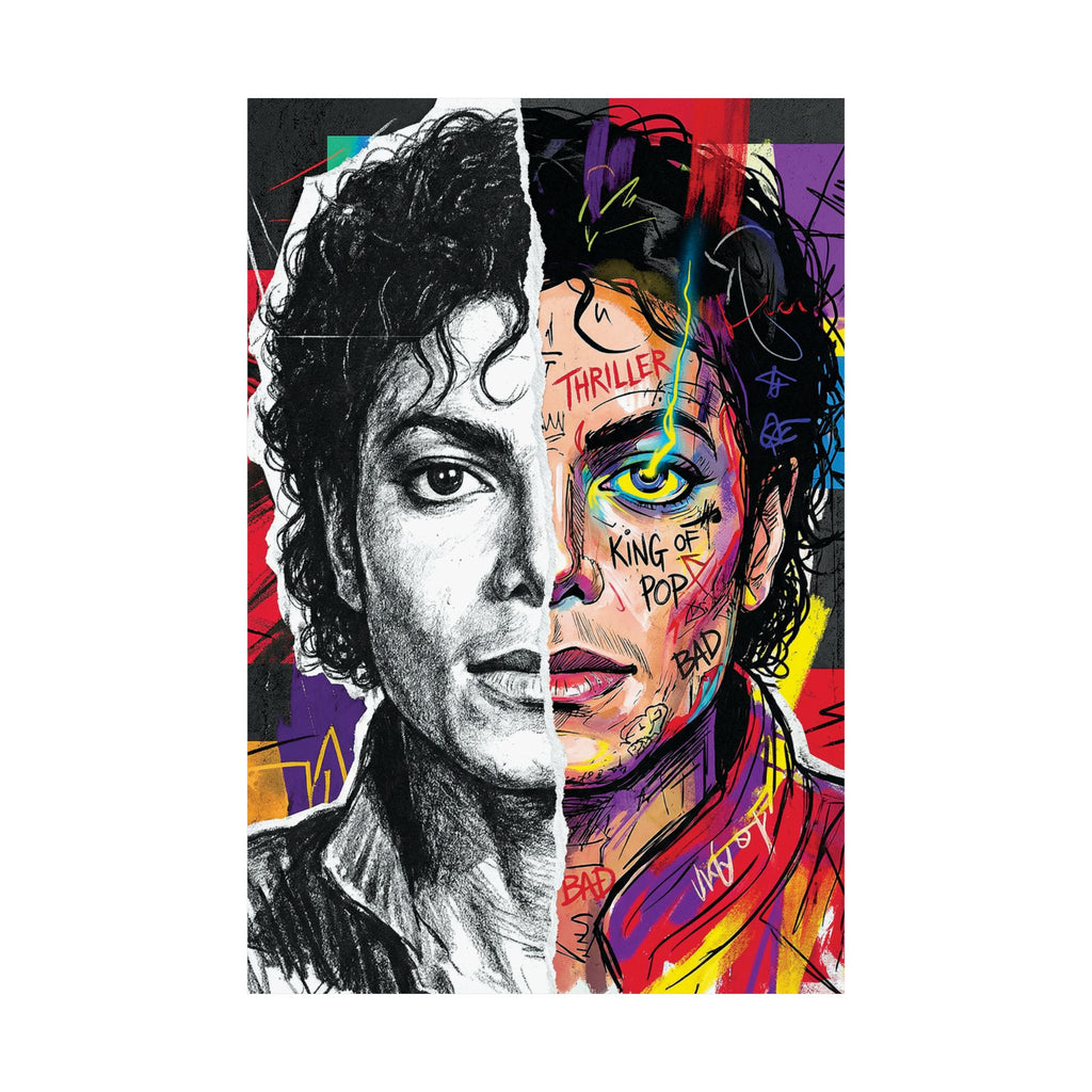 Michael Jackson Thriller Split Face Poster Street Art Print King Of Pop