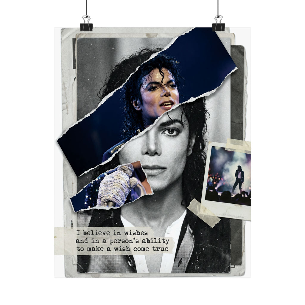 Michael Jackson Poster Mixed Media Art I Believe In Wishes Quote Print