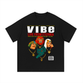 Black oversized streetwear tee with Vibe Magazine He-Man villains cover featuring Beast Man Battle Cat Evil-Lyn.