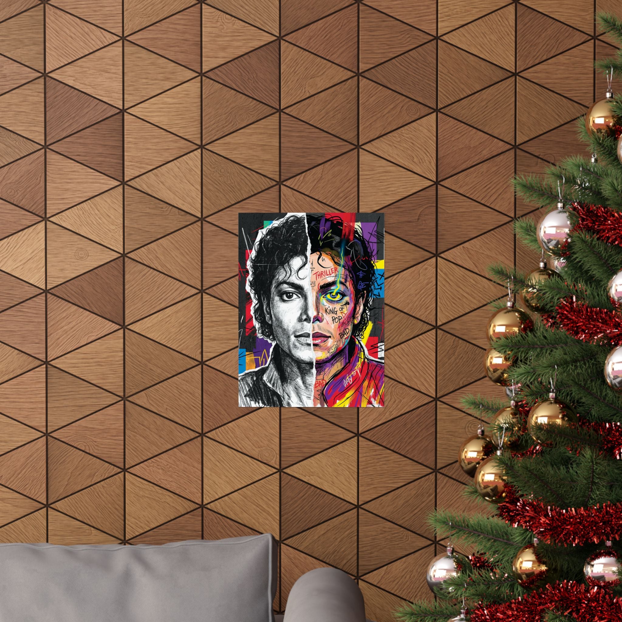 Michael Jackson Thriller Split Face Poster Street Art Print King Of Pop