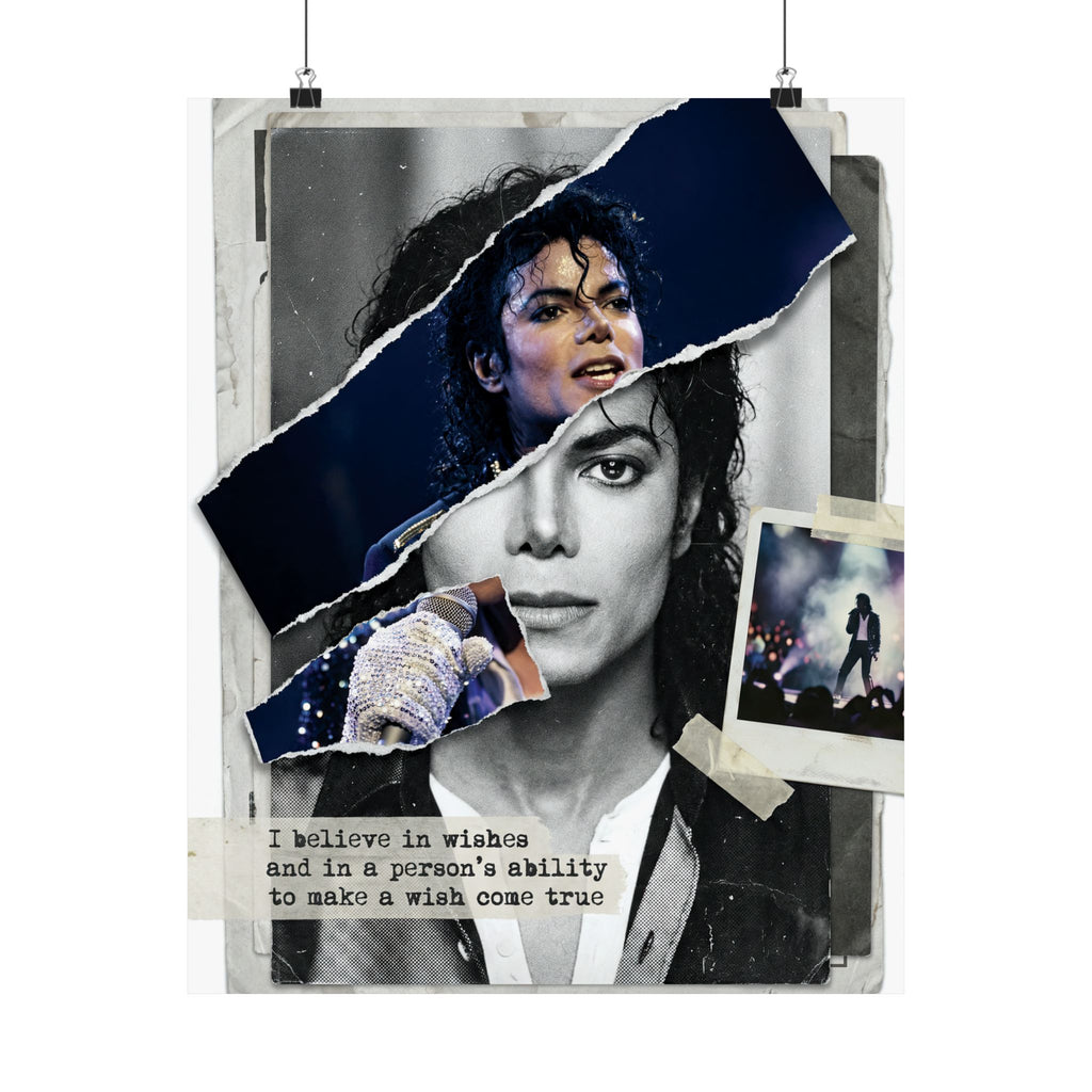 Michael Jackson Poster Mixed Media Art I Believe In Wishes Quote Print