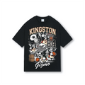 Black oversized basketball-style tee with halftone print of Gizmo from Gremlins in vintage 80s bootleg jersey number 84.