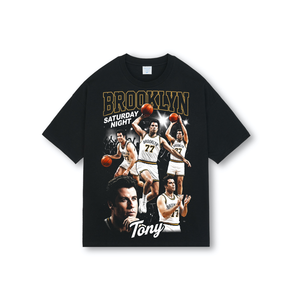 Brooklyn Saturday Night Fever Basketball Tee | Tony 77 Bootleg Vintage Shirt