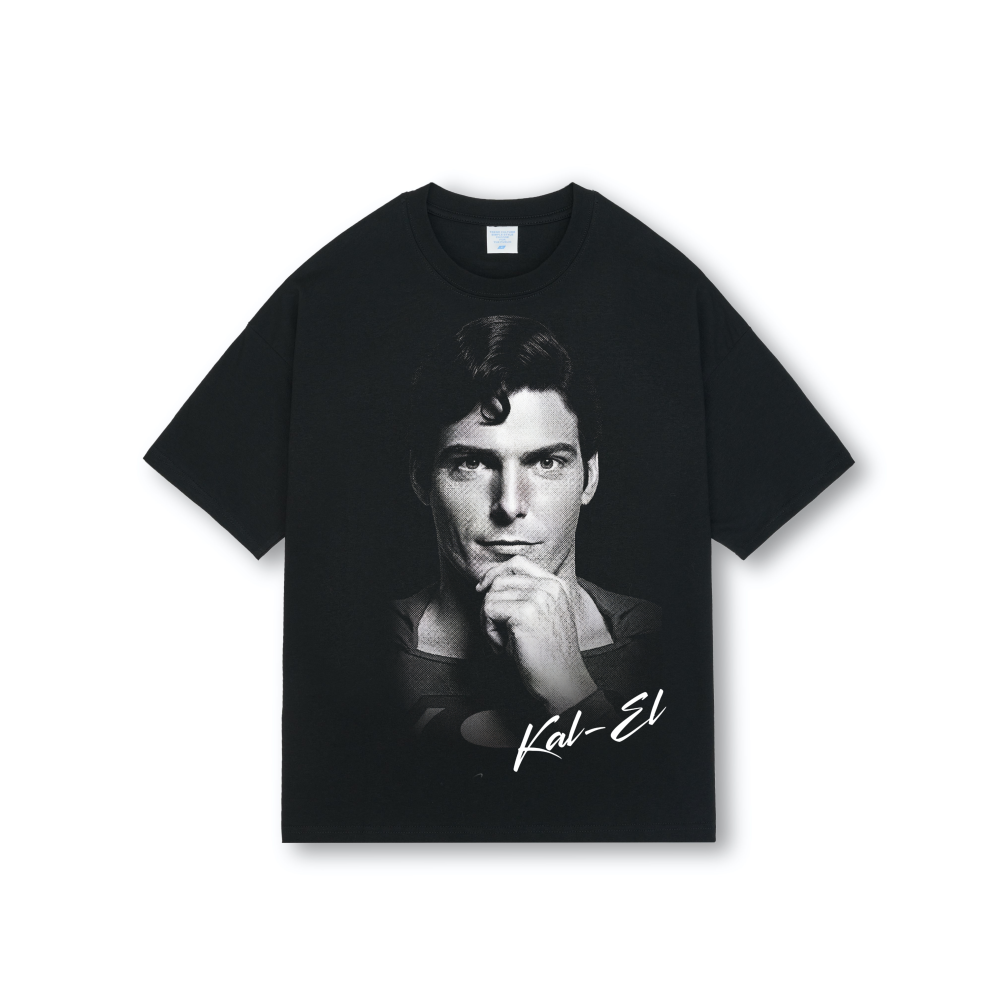 Kal-El Superman Portrait Black Drop Shoulder Tee