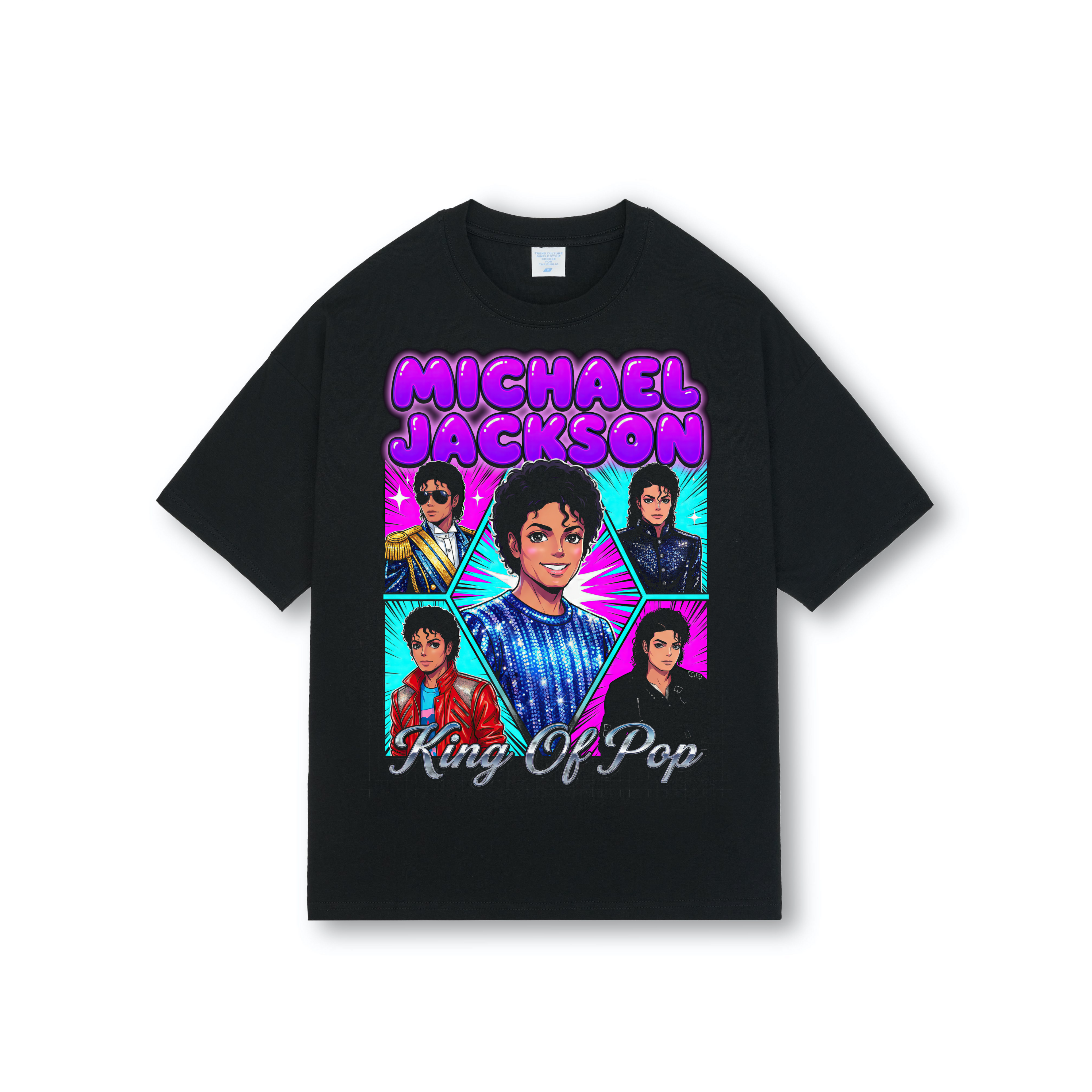 Michael Jackson Anime King Of Pop Drop Shoulder Tee