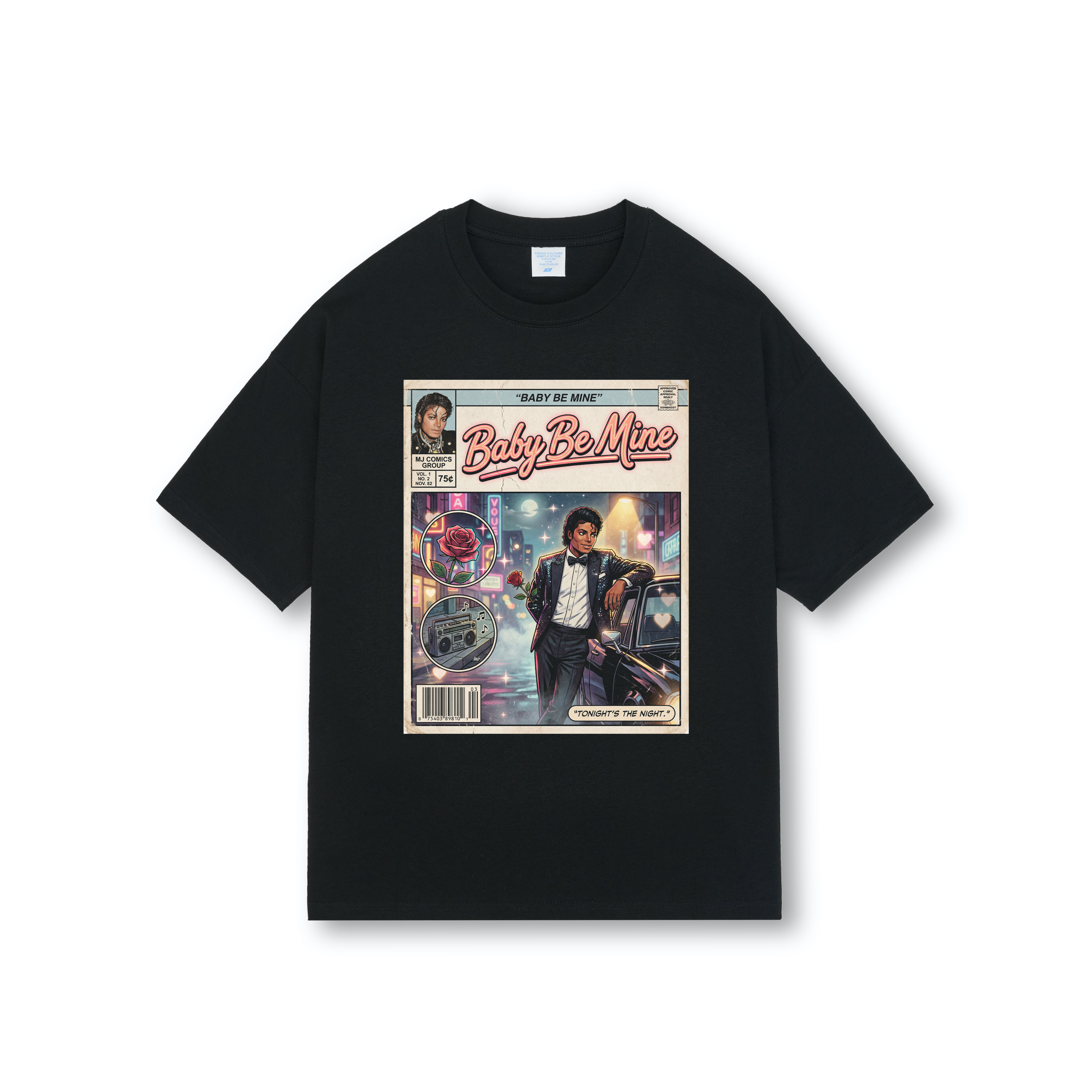 Michael Jackson Baby Be Mine Comic Drop Shoulder Tee