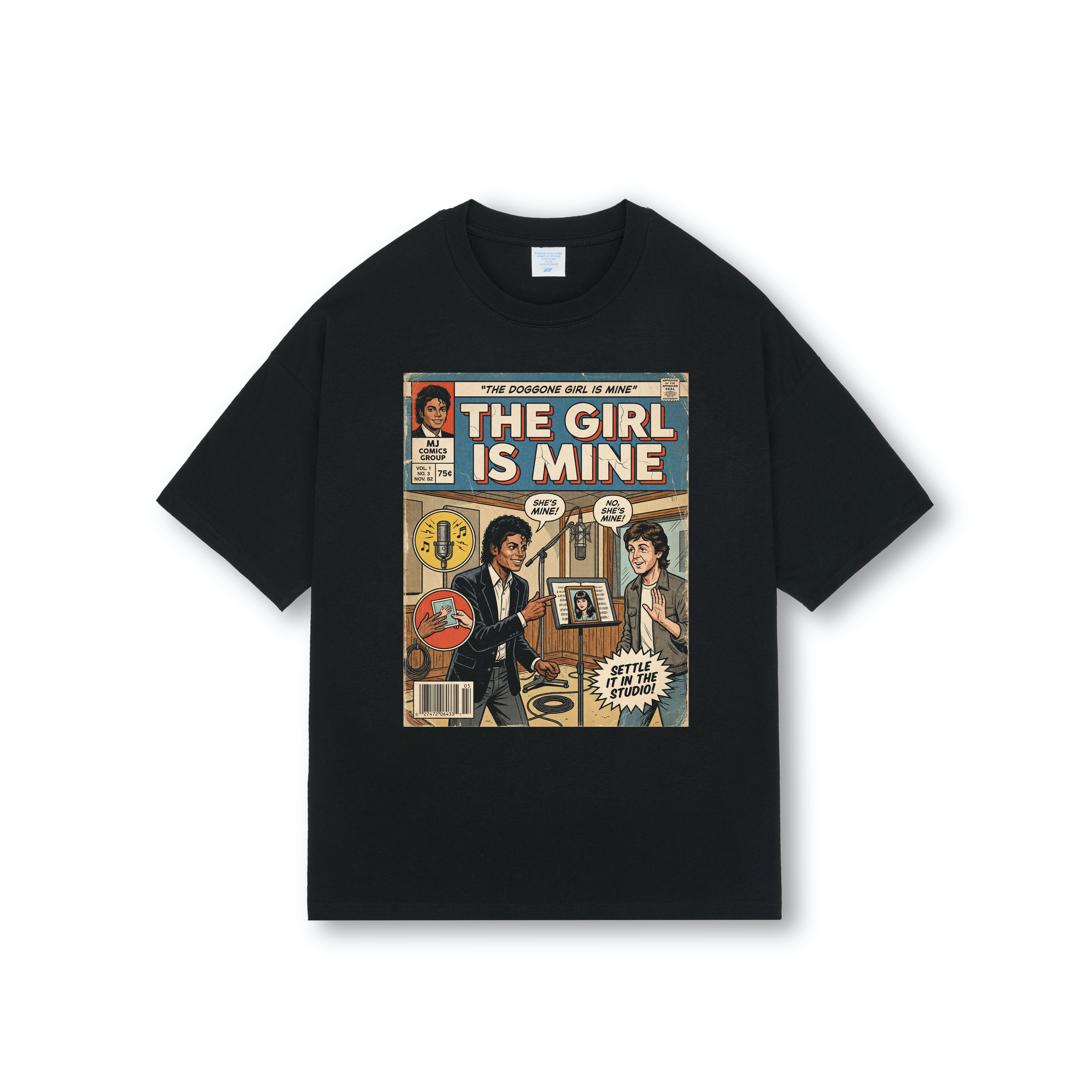 Michael Jackson The Girl Is Mine Comic Drop Shoulder Tee