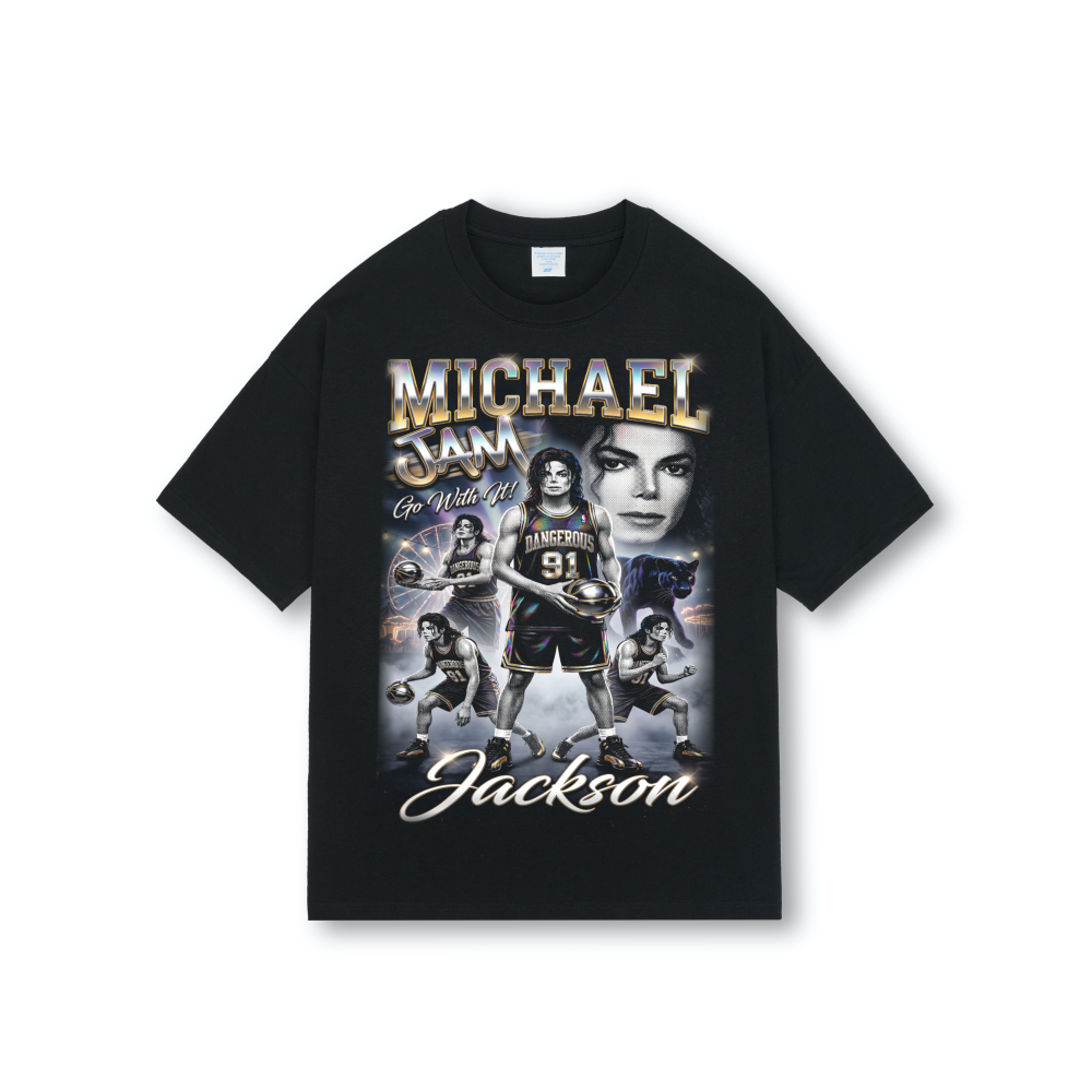 Michael Jackson Dangerous Jam Basketball Drop Shoulder Tee