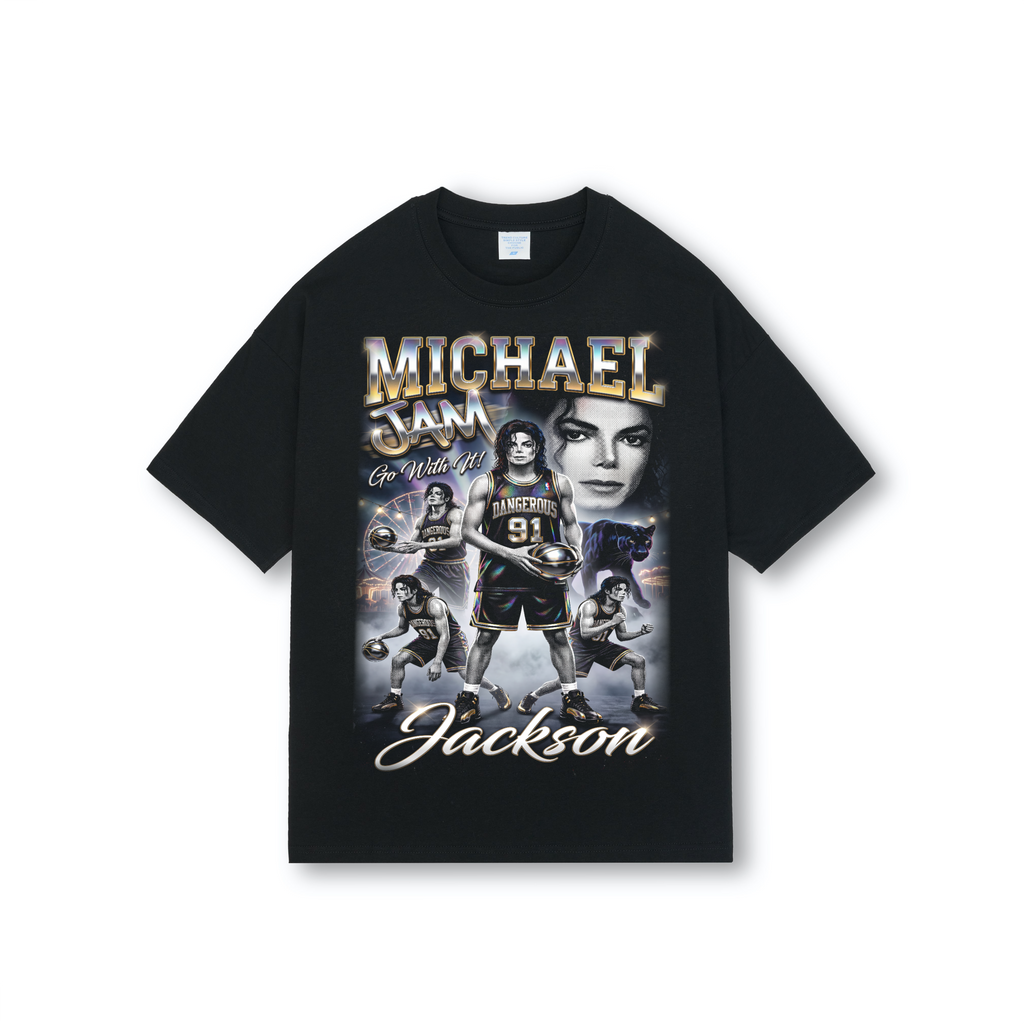 Michael Jackson Dangerous Jam Basketball Drop Shoulder Tee
