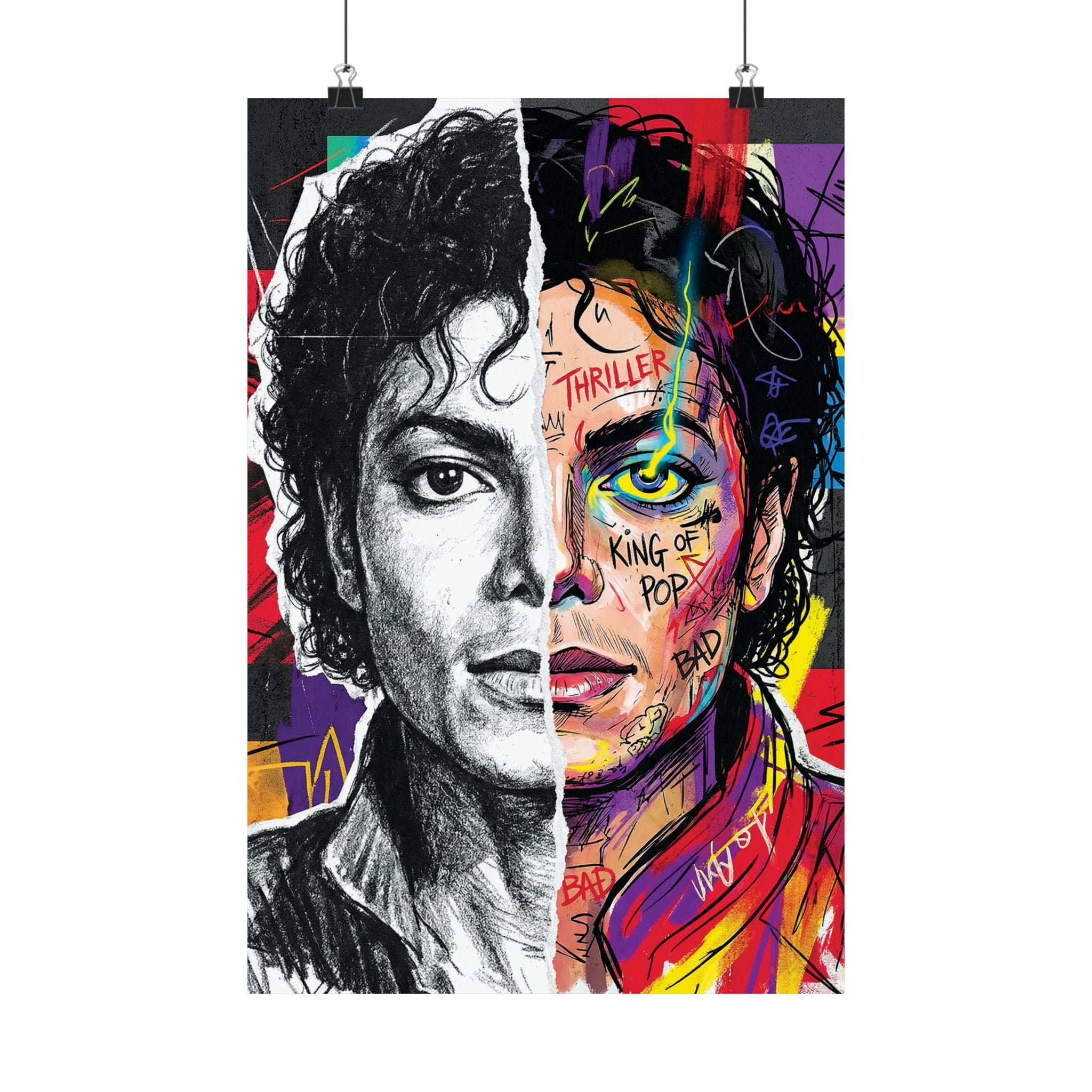Michael Jackson Thriller Split Face Poster Street Art Print King Of Pop