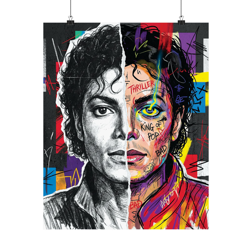Michael Jackson Thriller Split Face Poster Street Art Print King Of Pop