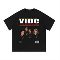 Black oversized streetwear tee with Vibe Magazine Live From Miami Scarface cast cover graphic.