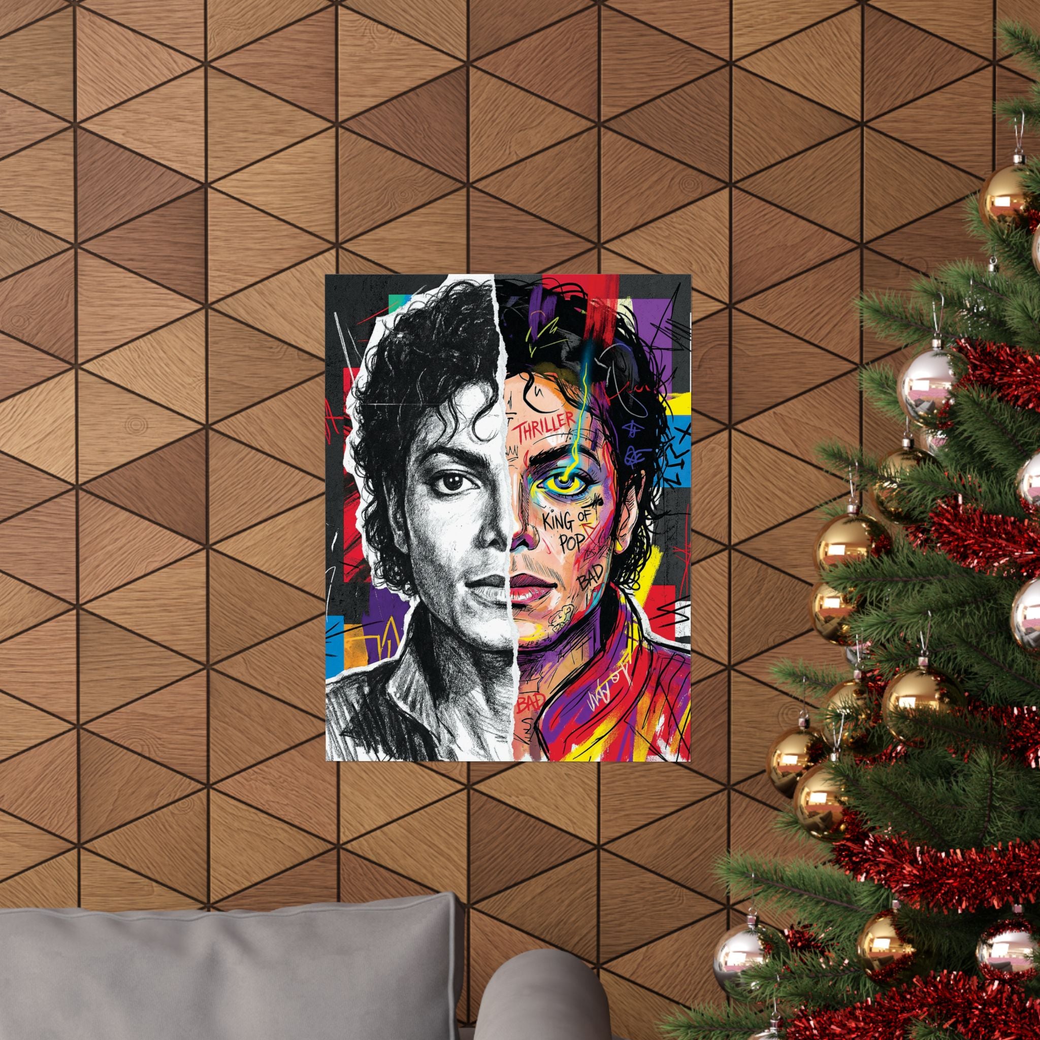Michael Jackson Thriller Split Face Poster Street Art Print King Of Pop