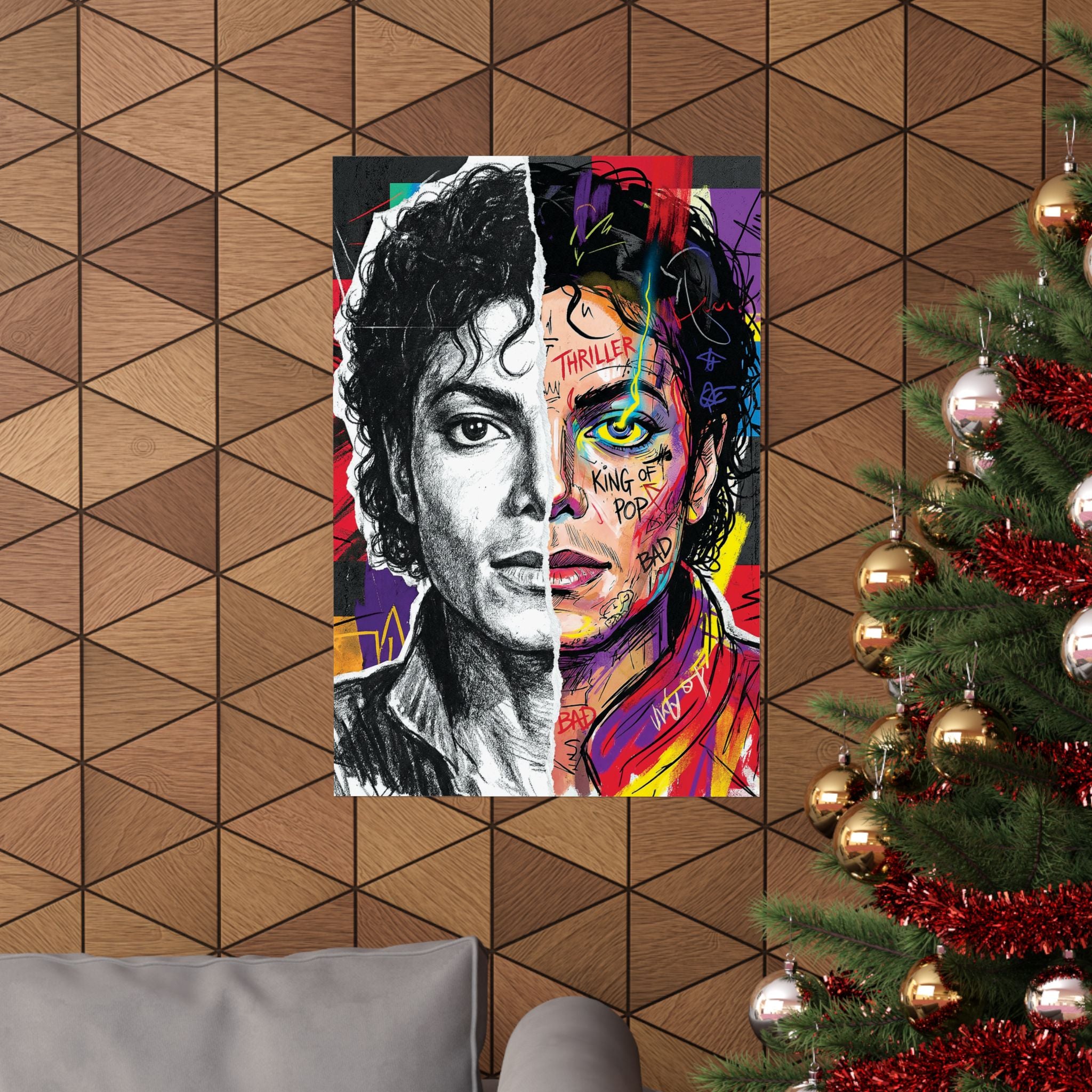 Michael Jackson Thriller Split Face Poster Street Art Print King Of Pop