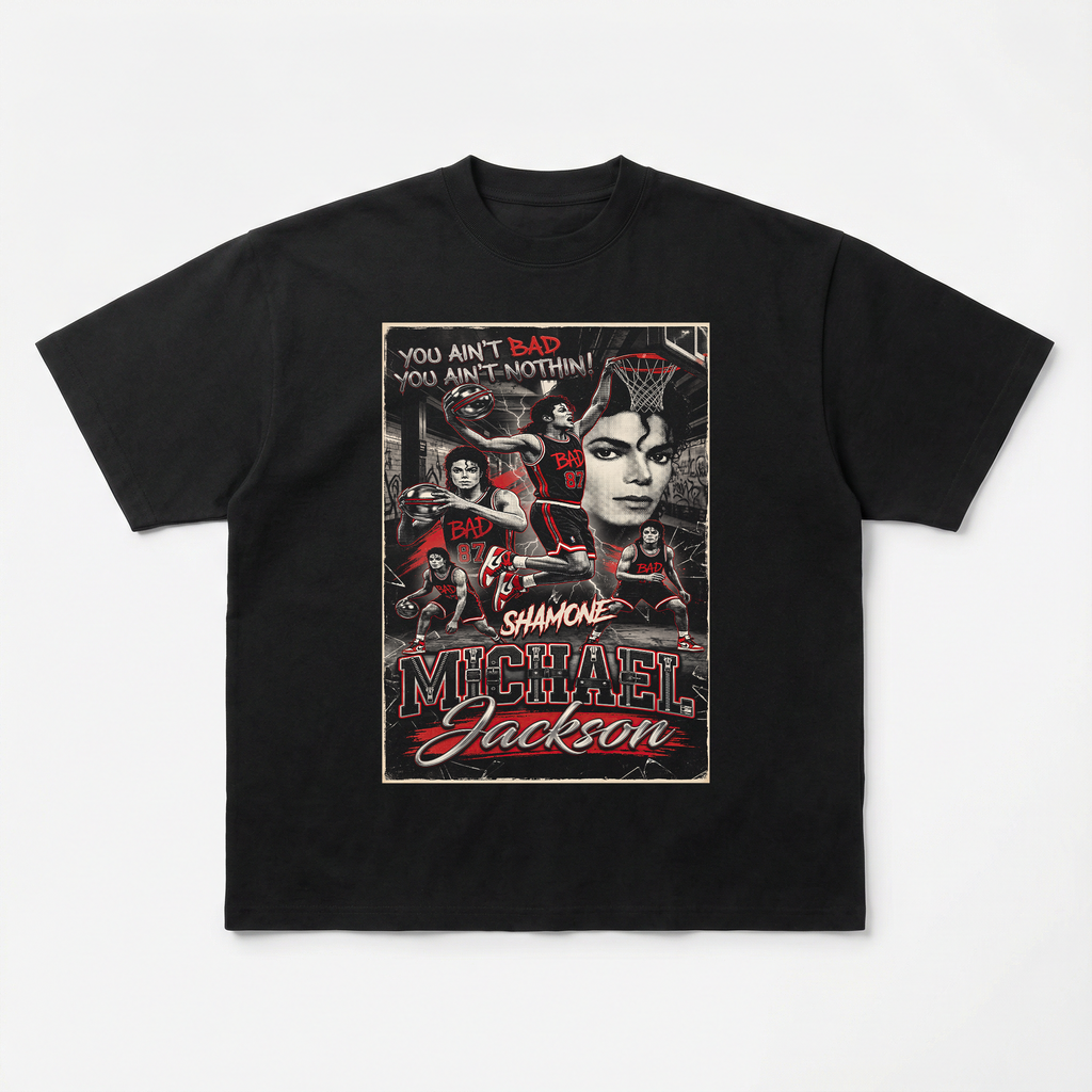 MJ Bad Shamone Basketball Tee - bootleg basketball mockup detail