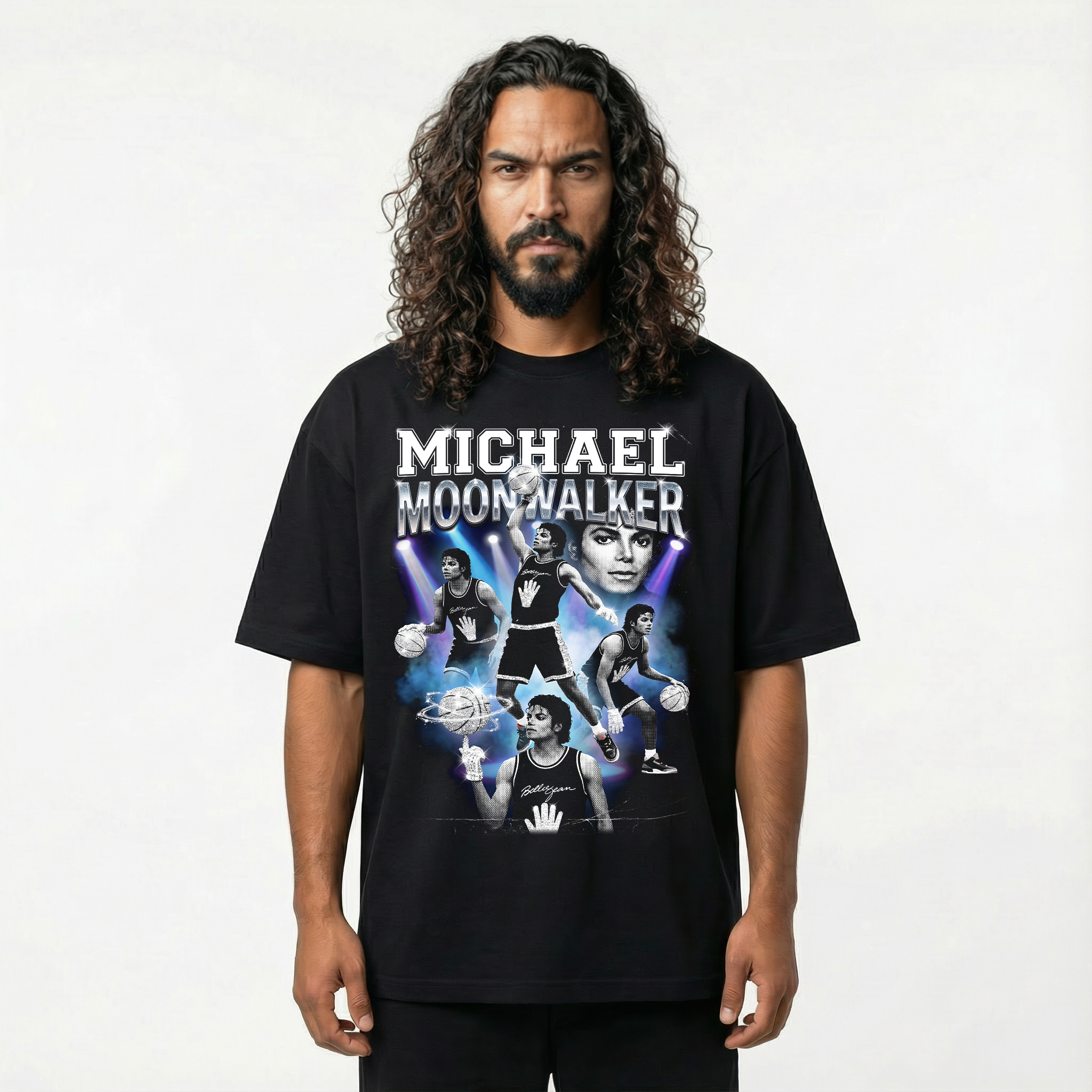 Michael Jackson Billie Jean Moonwalker Basketball Drop Shoulder Tee