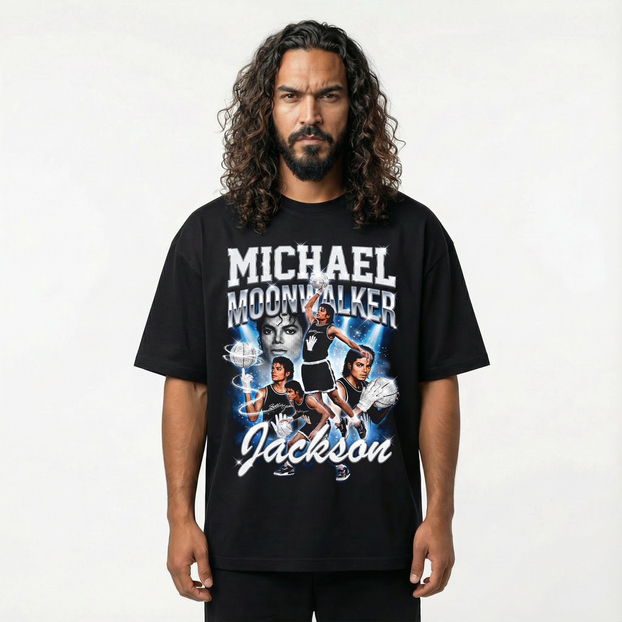 Michael Jackson Moonwalker Basketball Drop Shoulder Tee