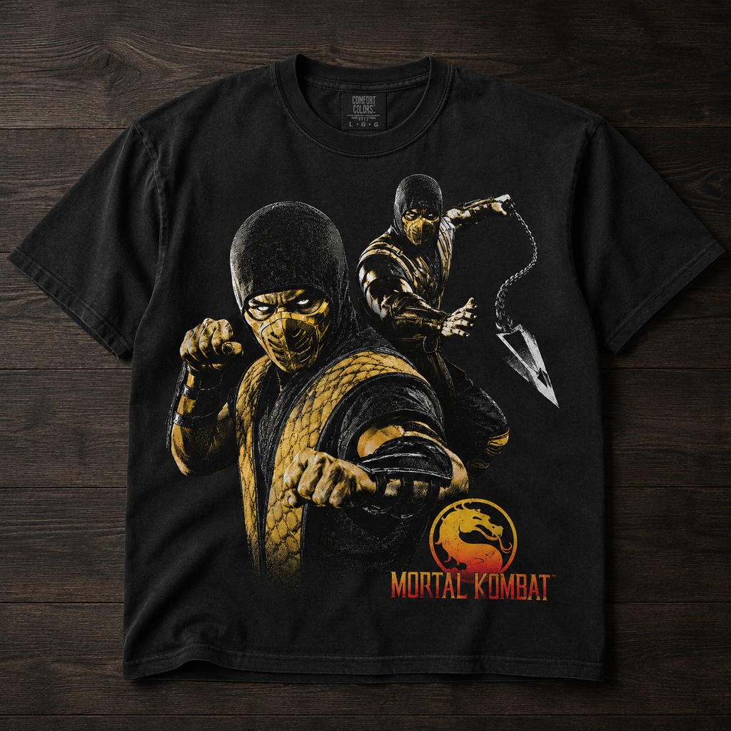 Mortal Kombat Scorpion Halftone Gaming Unisex T-Shirt
