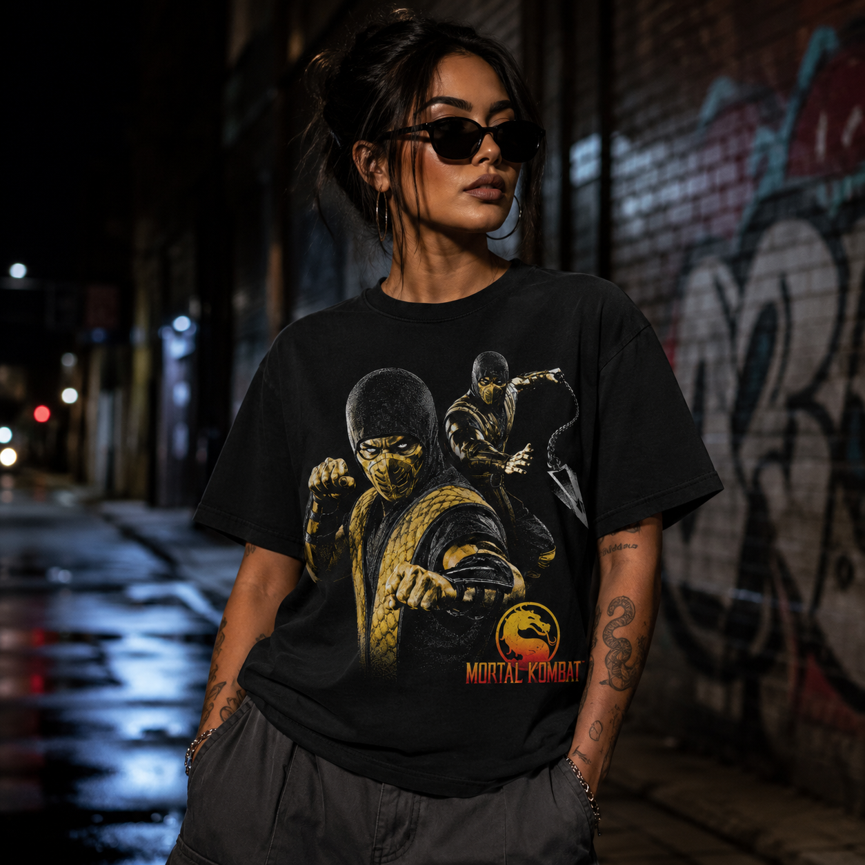 Mortal Kombat Scorpion Halftone Gaming Unisex T-Shirt