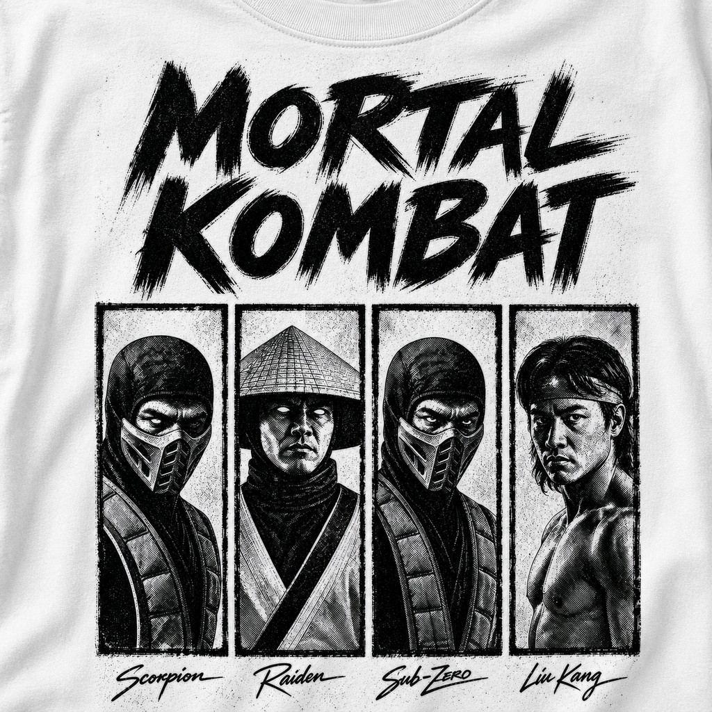 Mortal Kombat Characters Tee | Retro Gaming Halftone Art Unisex Shirt