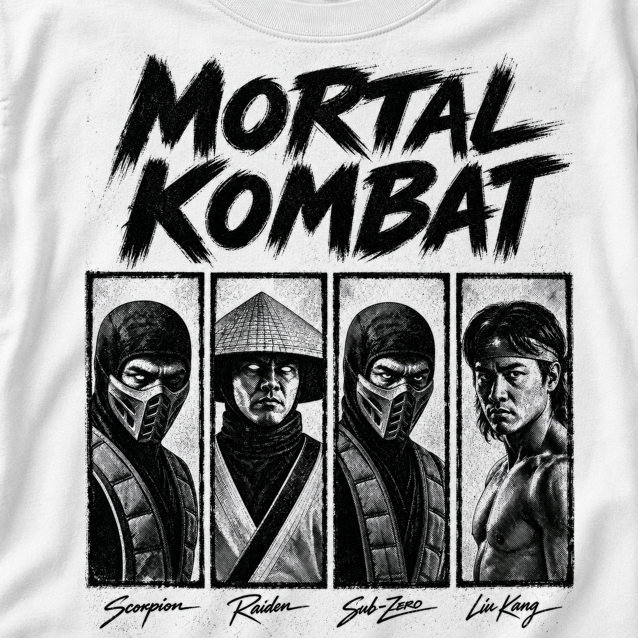 Mortal Kombat Characters Tee | Retro Gaming Halftone Art Unisex Shirt