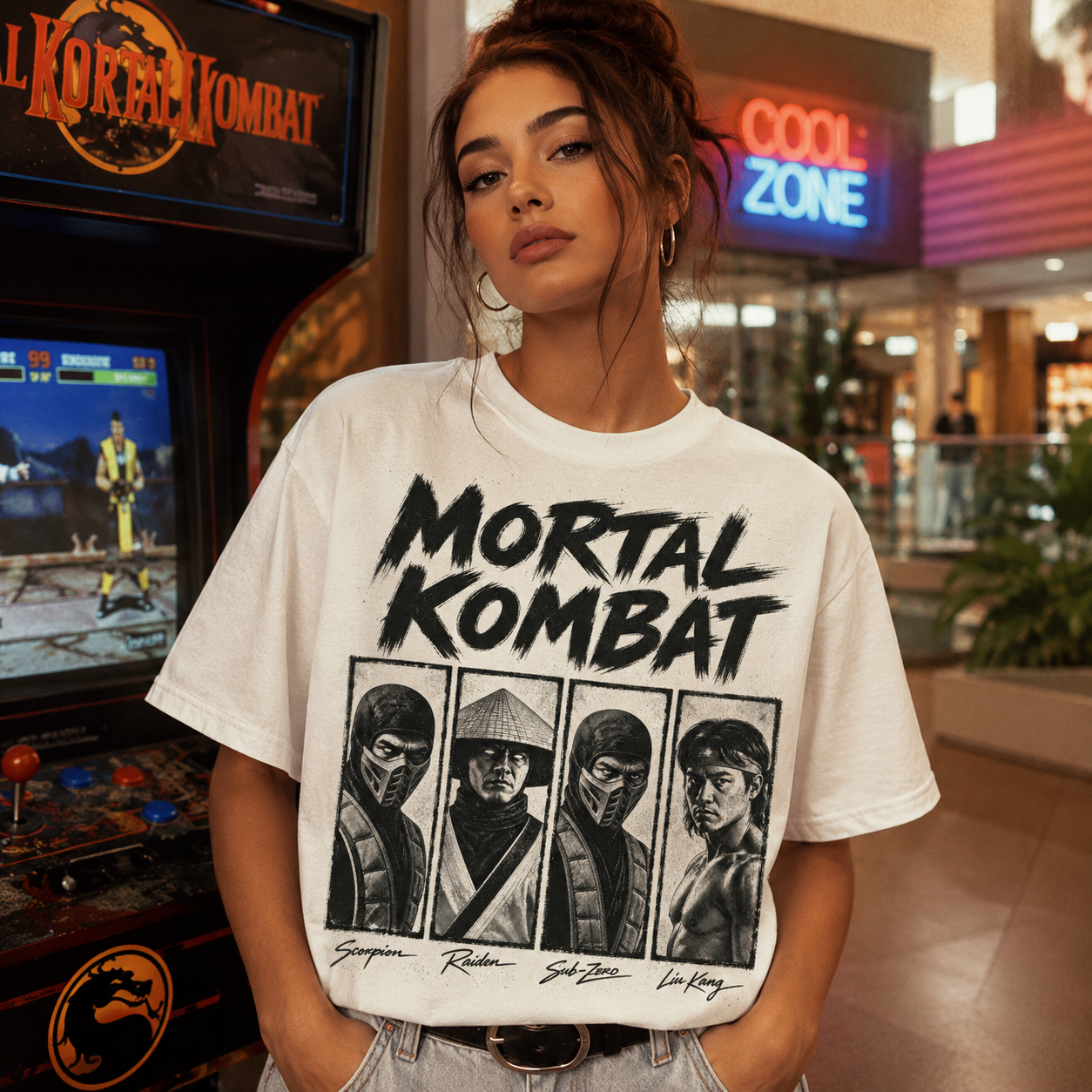 Mortal Kombat Characters Tee | Retro Gaming Halftone Art Unisex Shirt