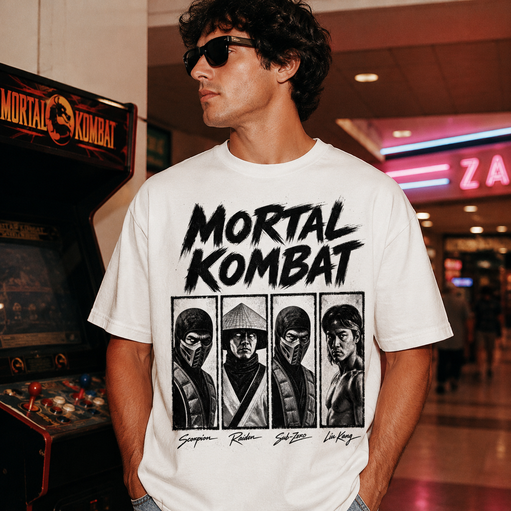 Mortal Kombat Characters Tee | Retro Gaming Halftone Art Unisex Shirt