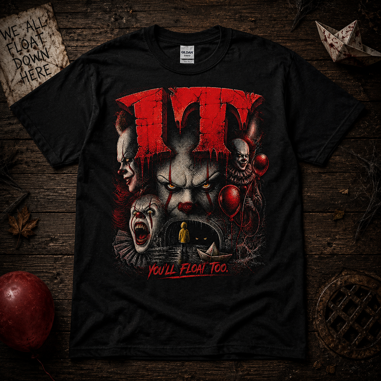 Pennywise The Clown Graphic Tee | Distressed Horror Movie Shirt