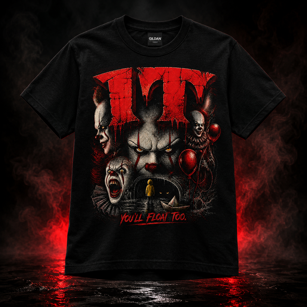 Pennywise The Clown Graphic Tee | Distressed Horror Movie Shirt