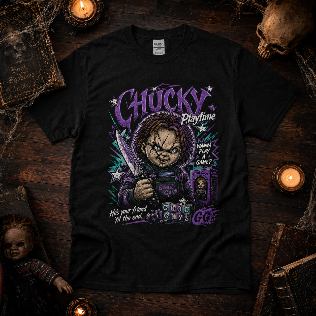Chucky Playtime Graphic Tee | Retro Horror Movie Slasher Shirt