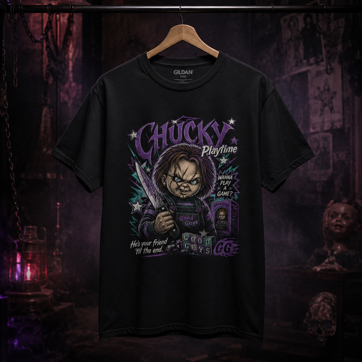 Chucky Playtime Graphic Tee | Retro Horror Movie Slasher Shirt