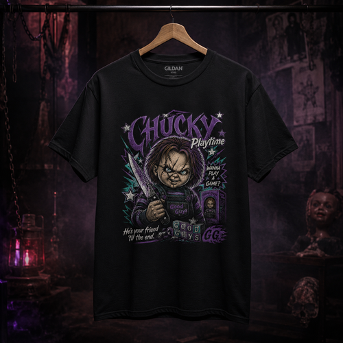 Chucky Playtime Graphic Tee | Retro Horror Movie Slasher Shirt