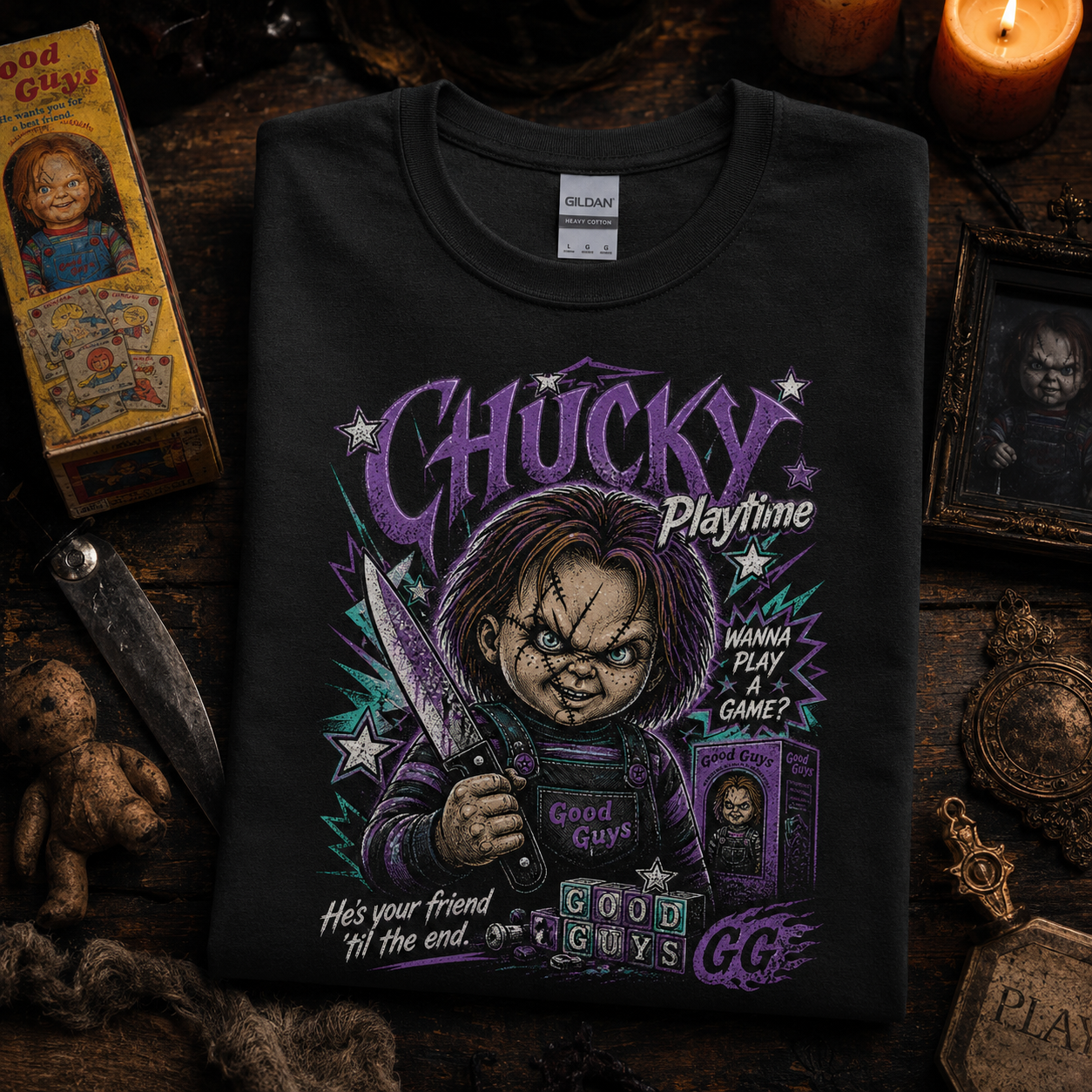Chucky Playtime Graphic Tee | Retro Horror Movie Slasher Shirt
