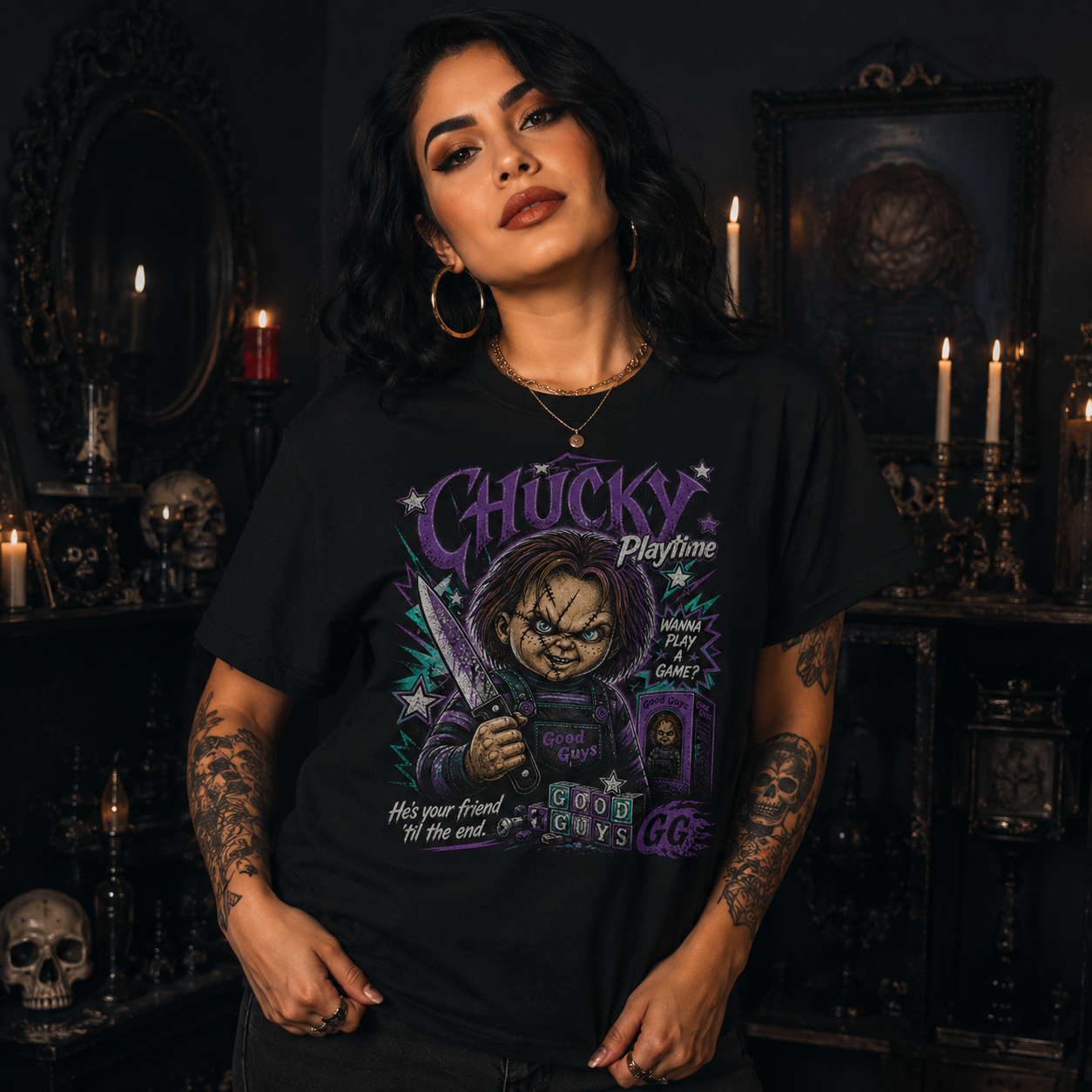 Chucky Playtime Graphic Tee | Retro Horror Movie Slasher Shirt